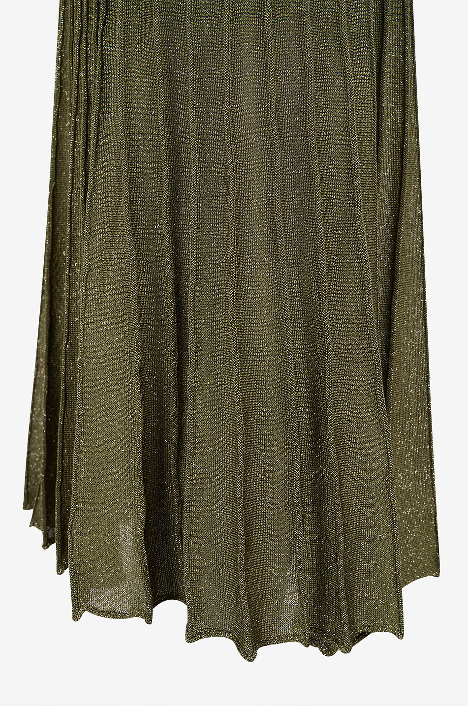 BONGENIE Langer ausgestellter Rock aus Paillettenstrick Damen KHAKI 3