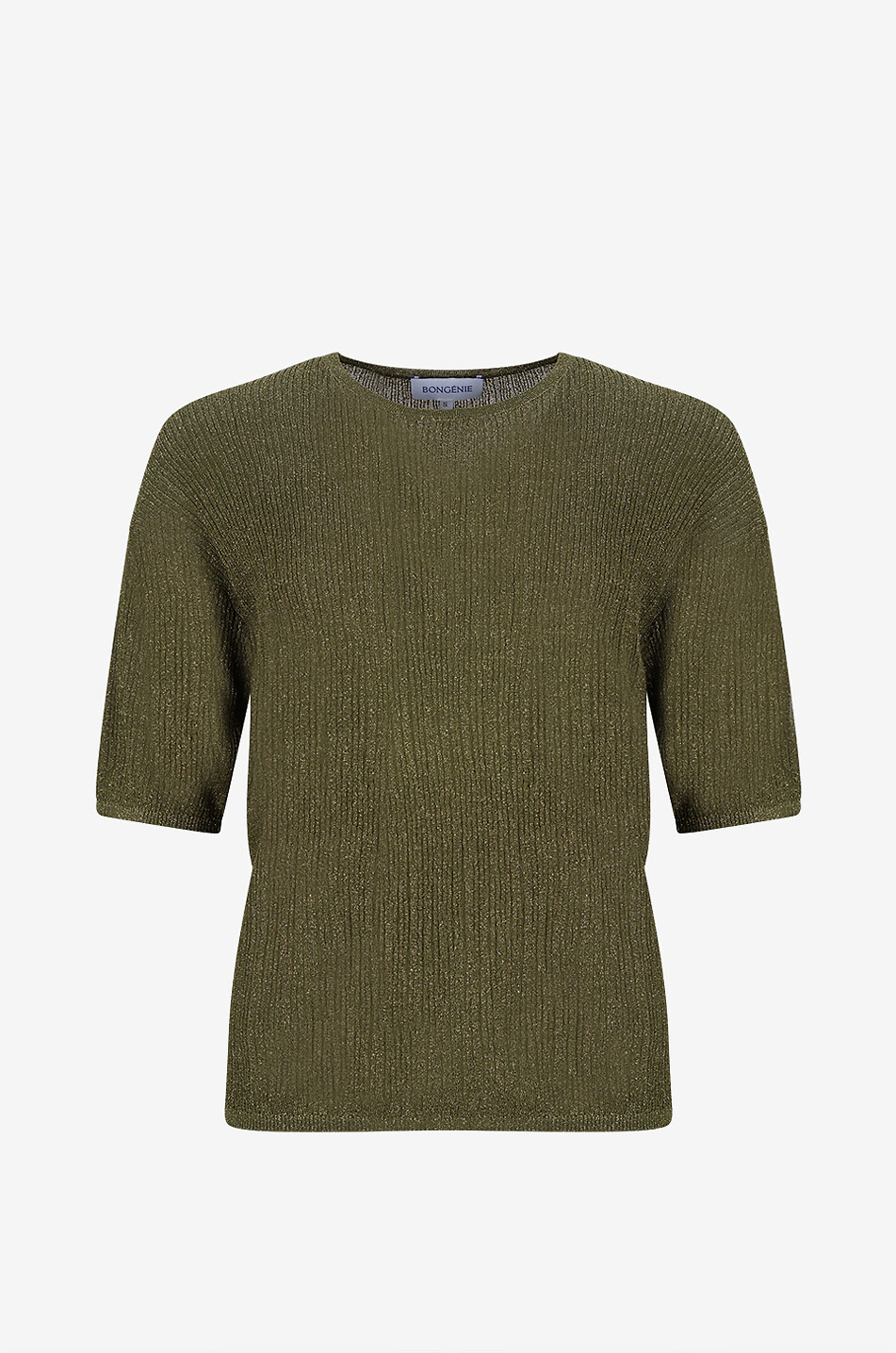 BONGENIE Weiter Pullover mit Rundhalsausschnitt aus Jersey mit Pailletten Damen KHAKI 1