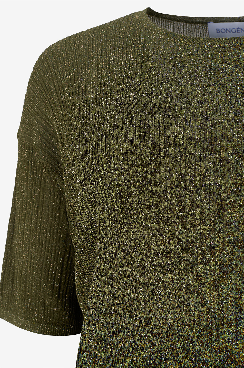BONGENIE Weiter Pullover mit Rundhalsausschnitt aus Jersey mit Pailletten Damen KHAKI 3