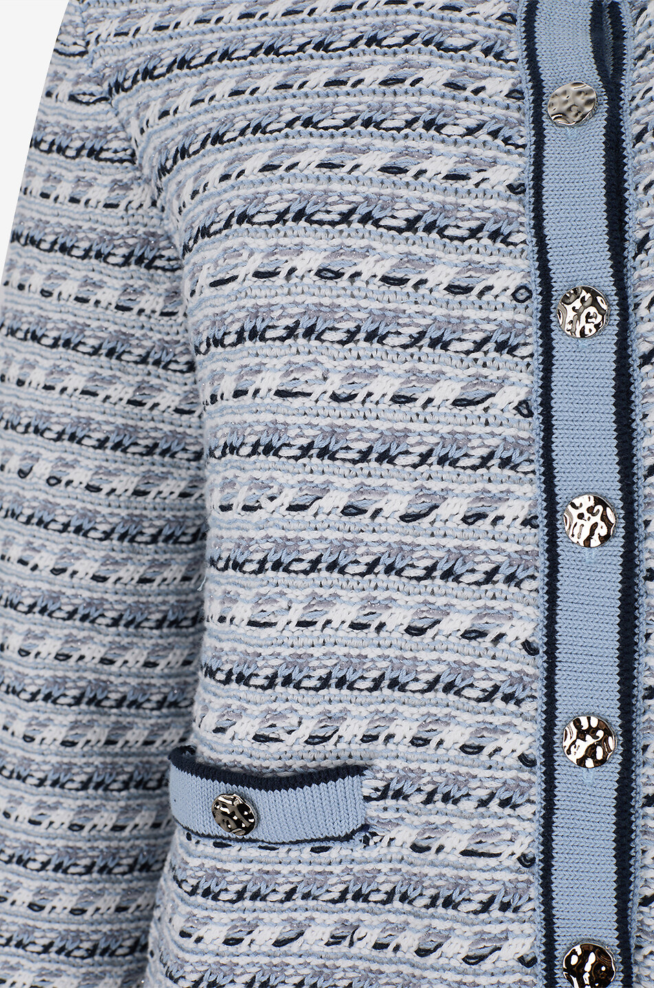 BONGÉNIE Cardigan à col rond en tweed de coton Femme MULTICOLORE 3