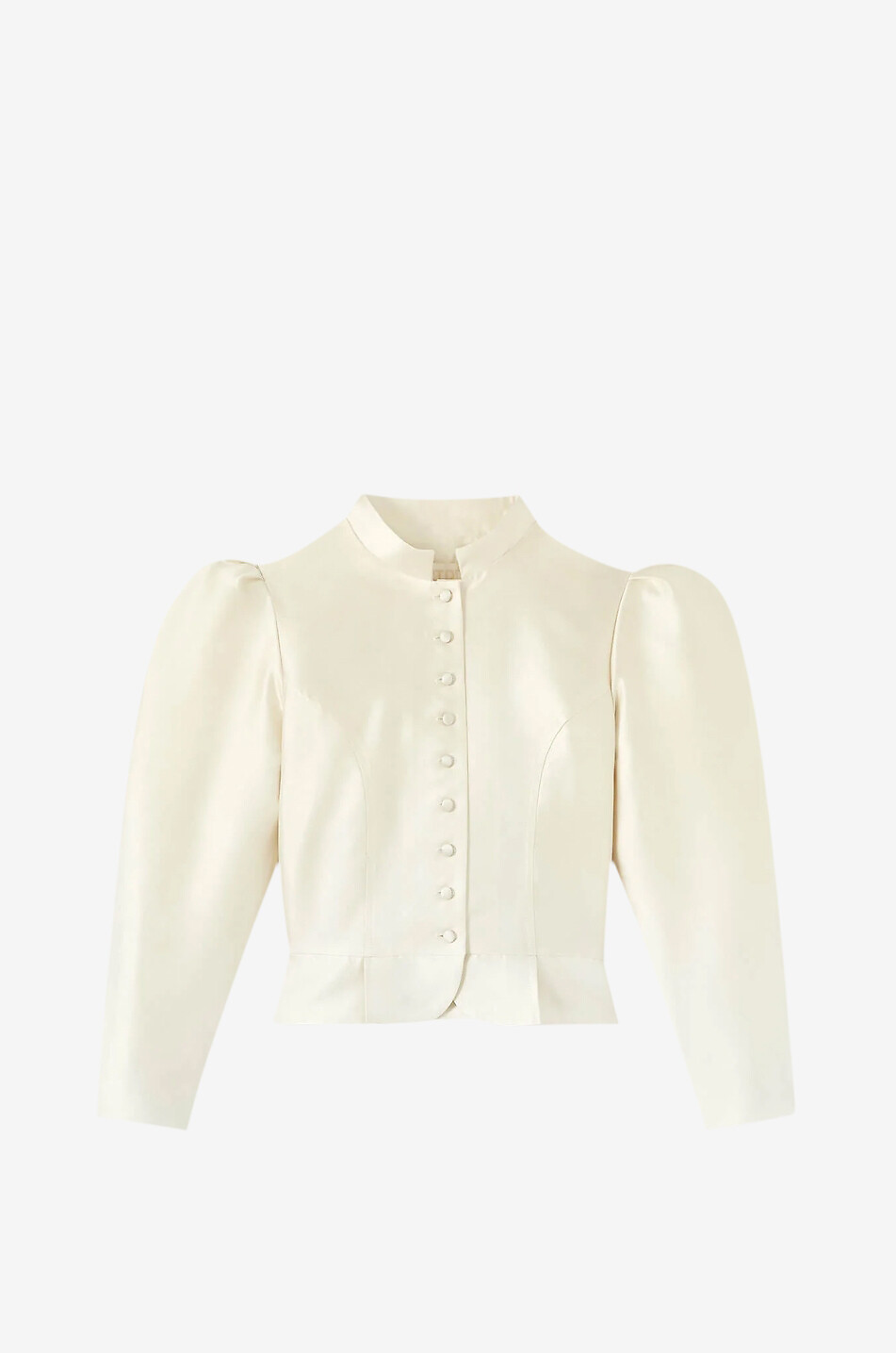 DESTREE Amoako satin fitted Mandarin collar lightweight jacket Women WHITE 1