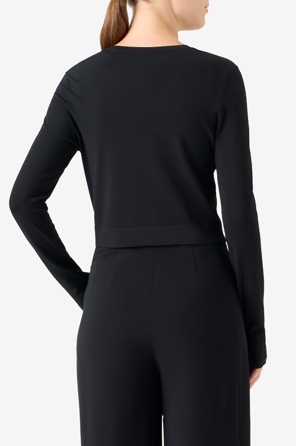 AKRIS PUNTO Geknöpfter schmaler Cardigan mit Rundhalsausschnitt aus Jersey Damen SCHWARZ 4