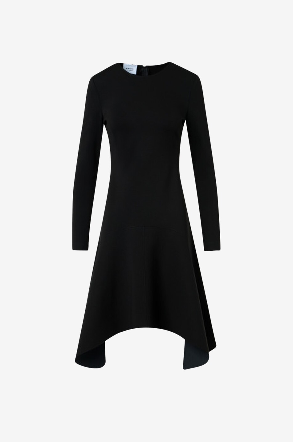 AKRIS PUNTO Flared asymmetric round-neck jersey dress Women BLACK 1