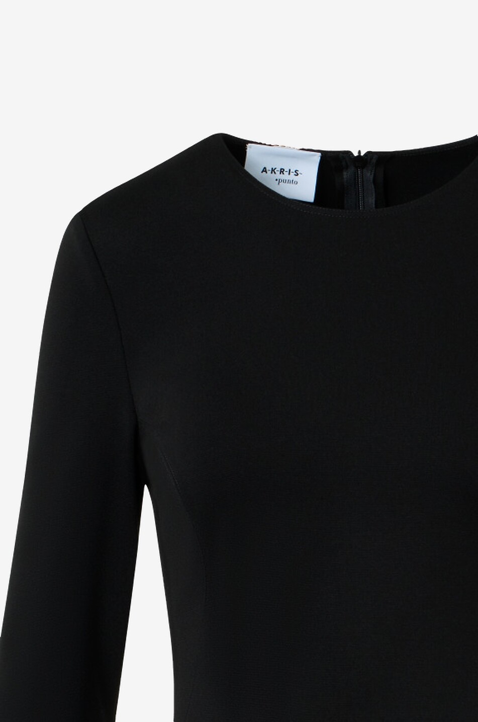 AKRIS PUNTO Flared asymmetric round-neck jersey dress Women BLACK 7