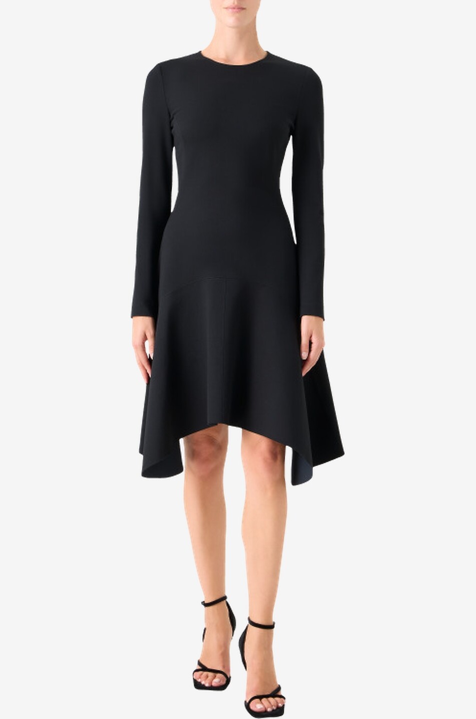 AKRIS PUNTO Flared asymmetric round-neck jersey dress Women BLACK 3