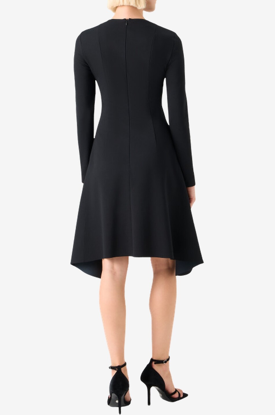 AKRIS PUNTO Flared asymmetric round-neck jersey dress Women BLACK 4