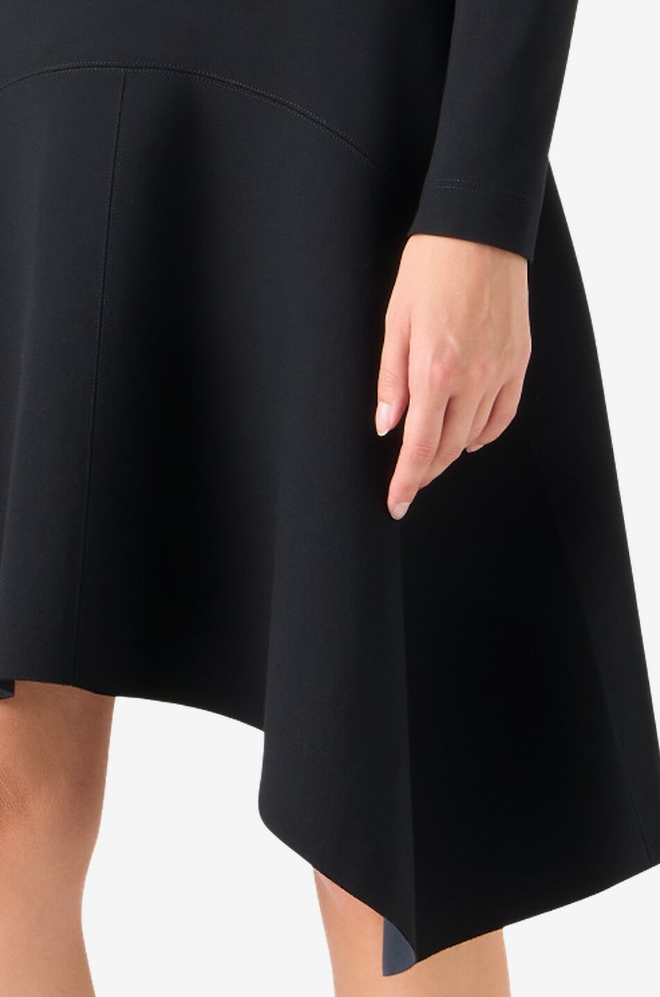 AKRIS PUNTO Flared asymmetric round-neck jersey dress Women BLACK 5