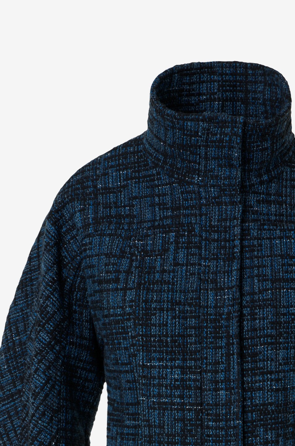 AKRIS PUNTO Veste ajustée à col montant en tweed de denim Femme BLEU MOYEN 10