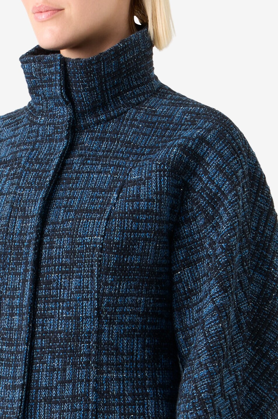AKRIS PUNTO Veste ajustée à col montant en tweed de denim Femme BLEU MOYEN 6