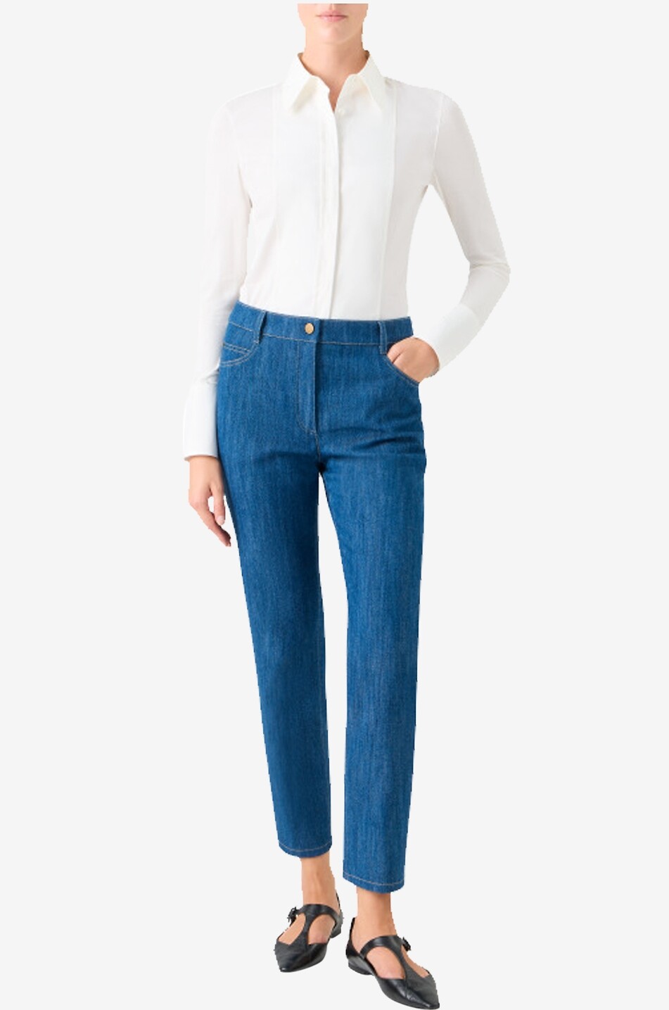 AKRIS PUNTO Maru straight cropped denim trousers Women MEDIUM BLUE 3