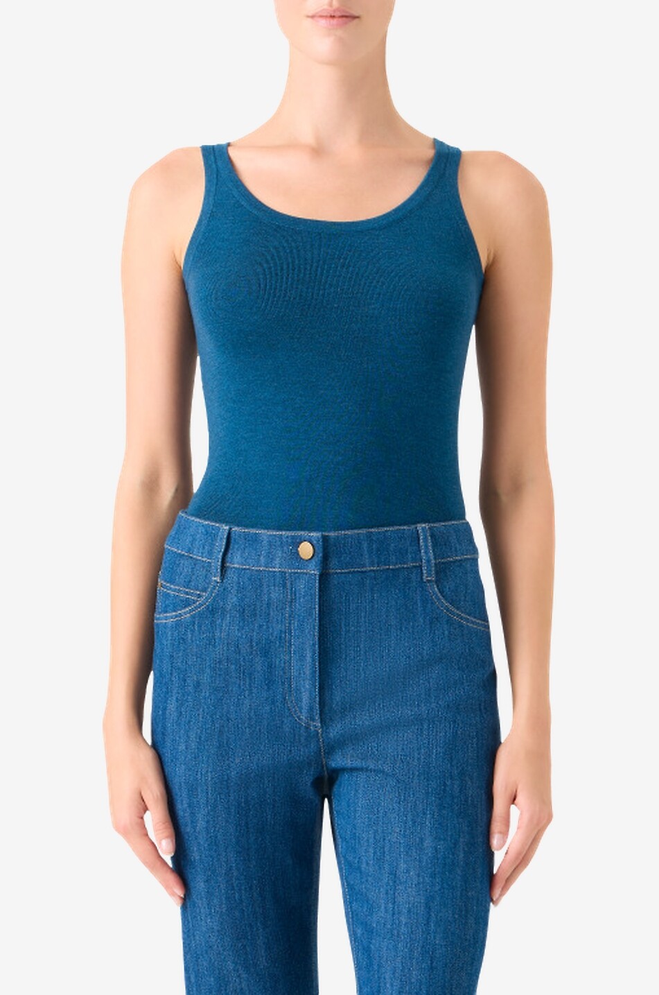 AKRIS PUNTO Maru straight cropped denim trousers Women MEDIUM BLUE 4