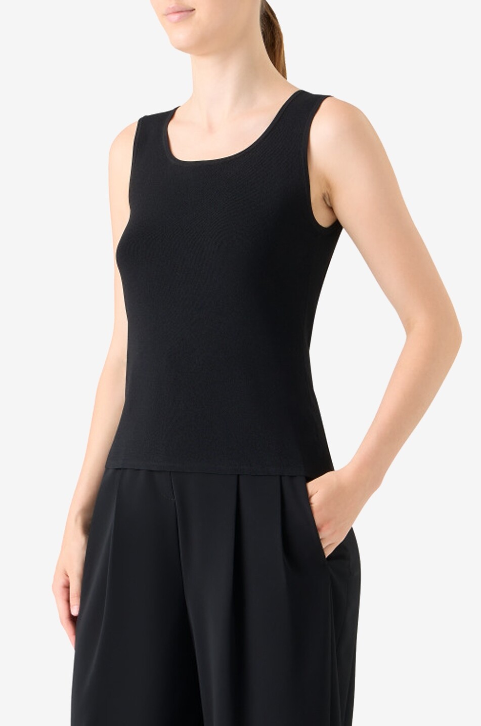 AKRIS PUNTO Florina pleated wide-leg high-rise crepe trousers Women BLACK 5