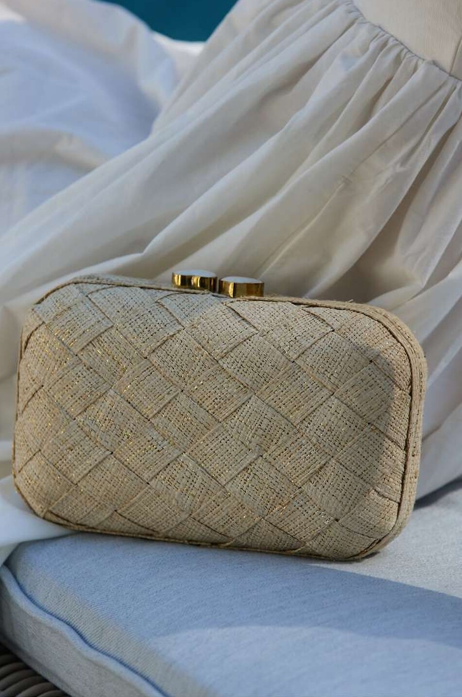 POOLSIDE Pochette en paille tressée orné de lurex Love Heart Femme BEIGE 3