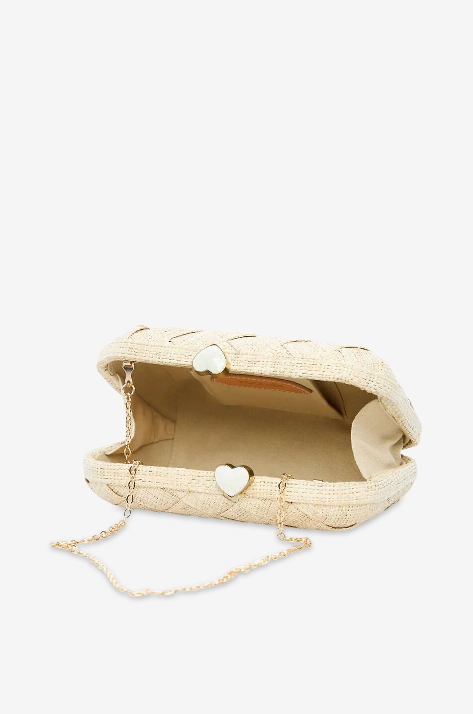 POOLSIDE Pochette en paille tressée orné de lurex Love Heart Femme BEIGE 1