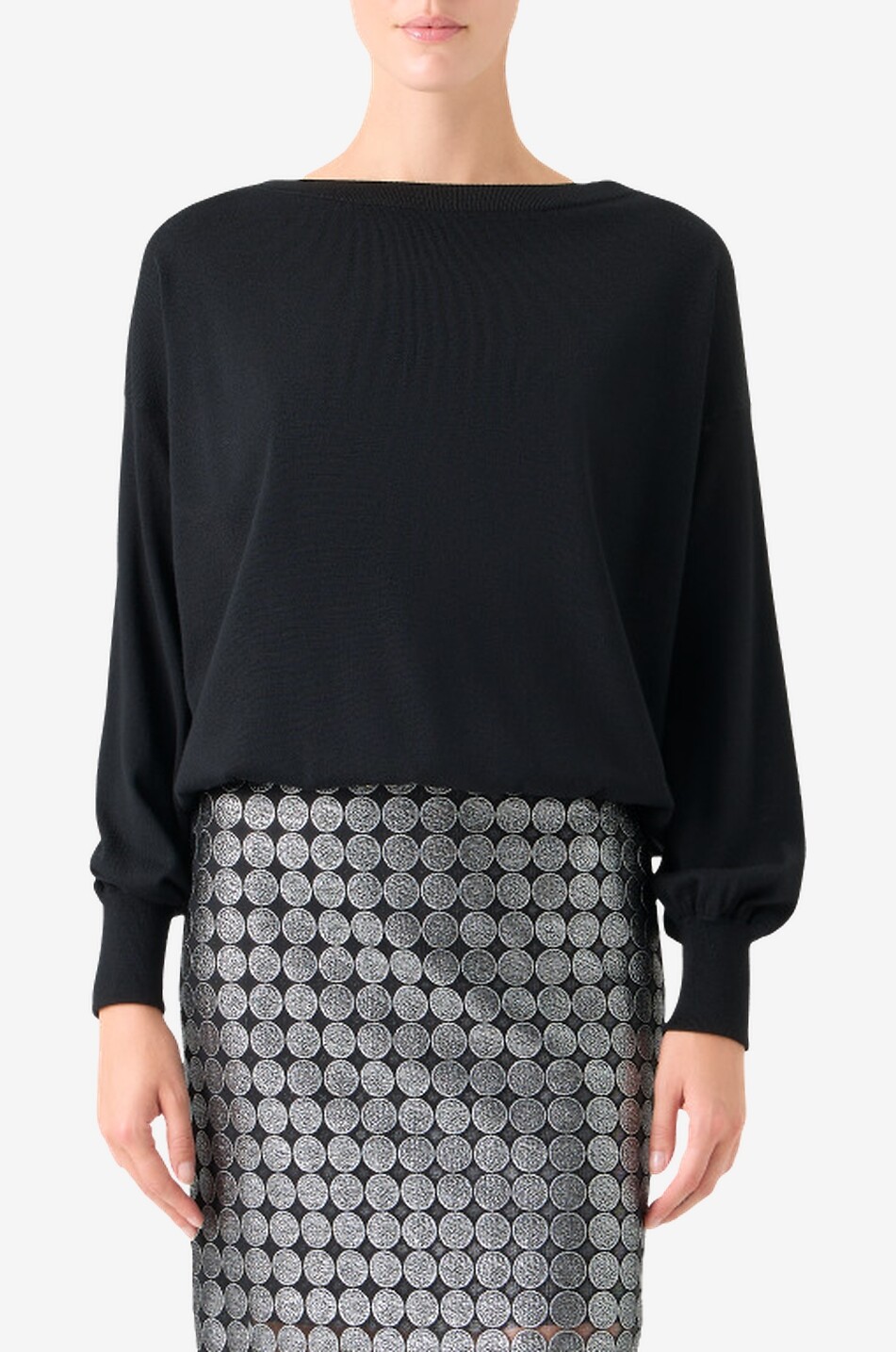 AKRIS PUNTO Pullover mit U-Boot-Ausschnitt aus Schurwolle Damen SCHWARZ 3