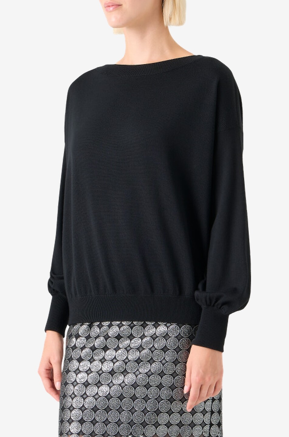 AKRIS PUNTO Pullover mit U-Boot-Ausschnitt aus Schurwolle Damen SCHWARZ 6