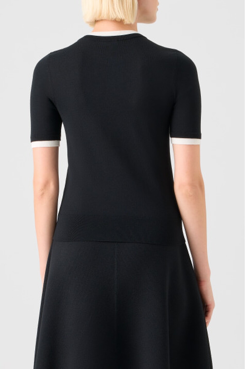 AKRIS PUNTO Short-sleeved virgin wool jumper with contrast trims Women BLACK 4