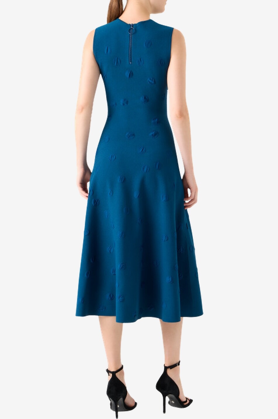 AKRIS PUNTO Ärmelloses Midi-Strickkleid mit 3D-Tupfen Damen MITTELBLAU 4