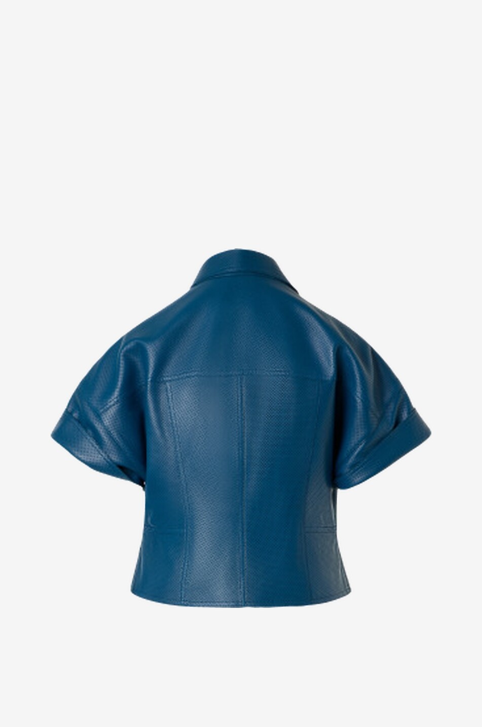 AKRIS PUNTO Short fitted perforated leather jacket Women DARK BLUE 2