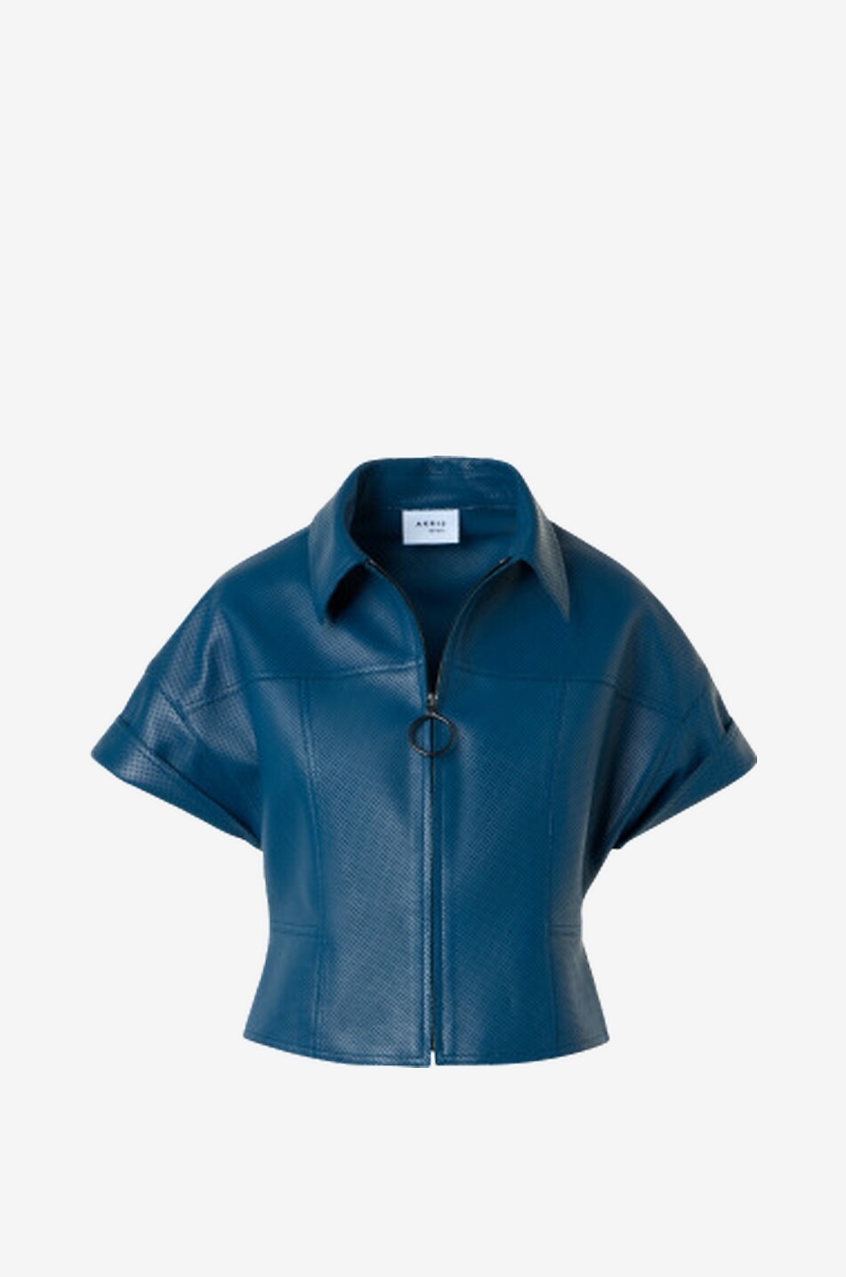 AKRIS PUNTO Short fitted perforated leather jacket Women DARK BLUE 10