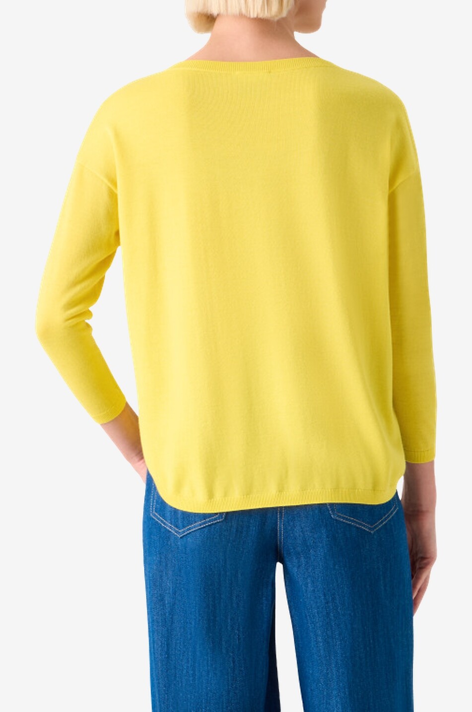 Pull fin ample à col bateau en laine vierge - AKRIS PUNTO - JAUNE MOYEN ...