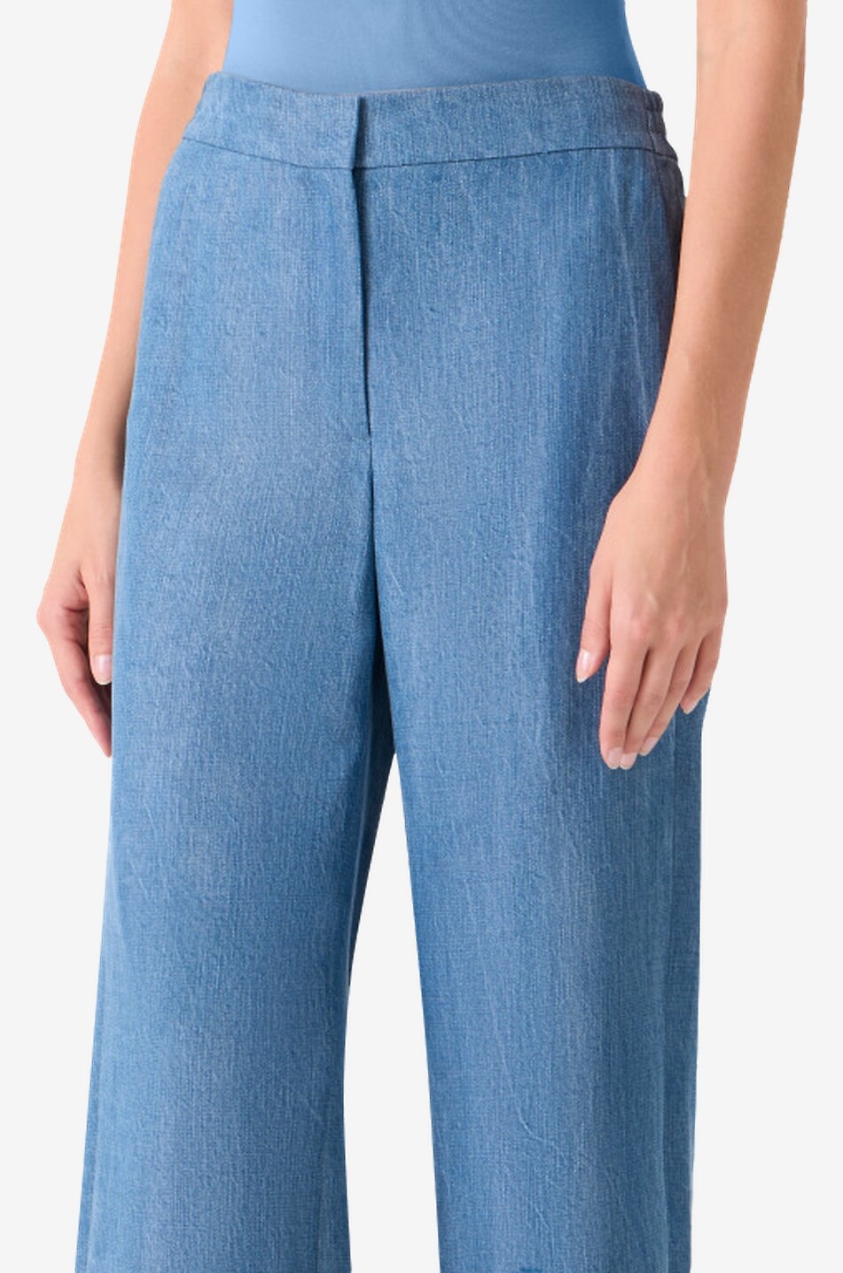 AKRIS PUNTO Wide-leg trousers with elasticated waist adorned with lace Women MEDIUM BLUE 5