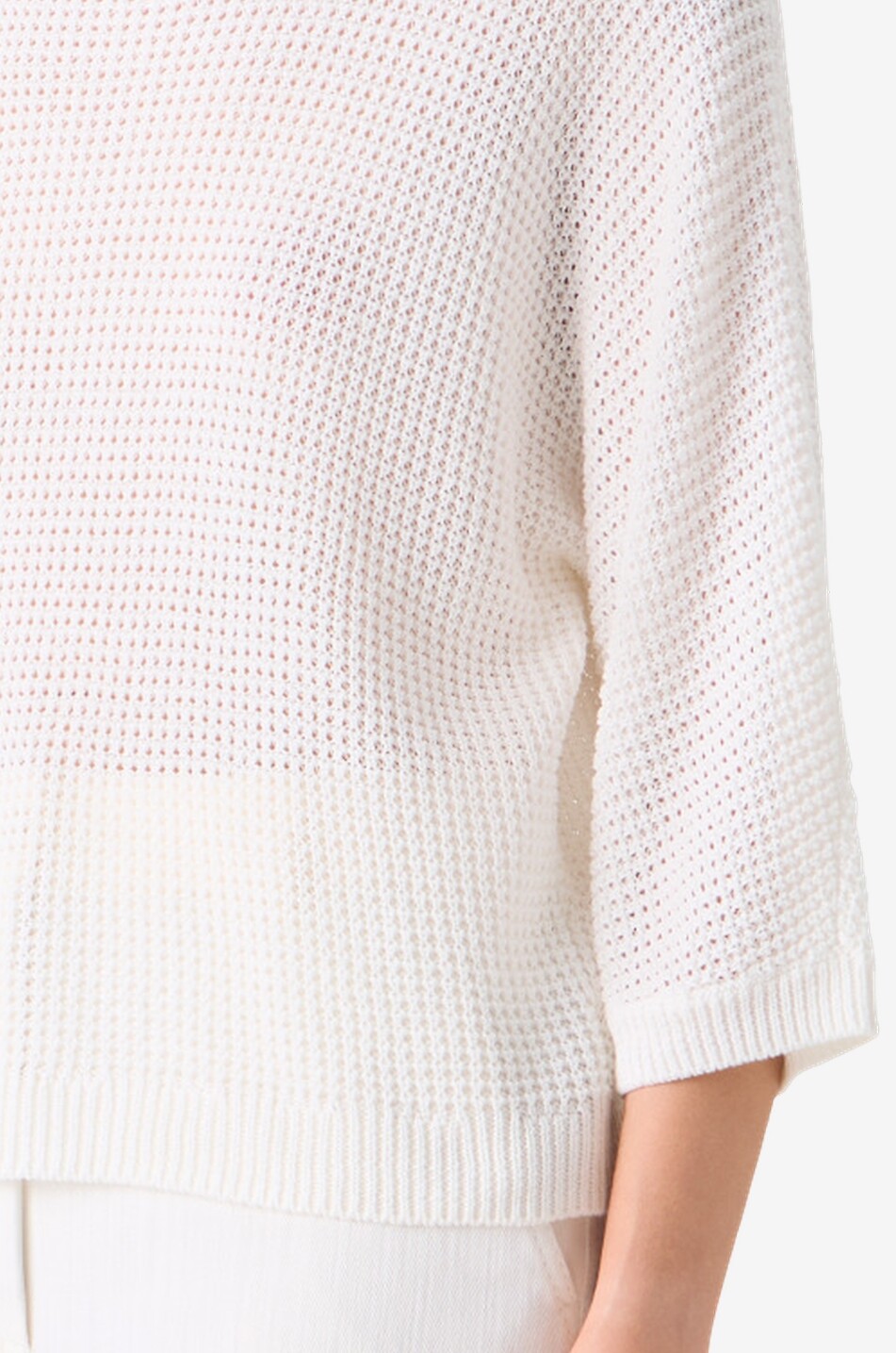 AKRIS PUNTO Pull à col rond en lin et coton Femme BLANC CASSE 5