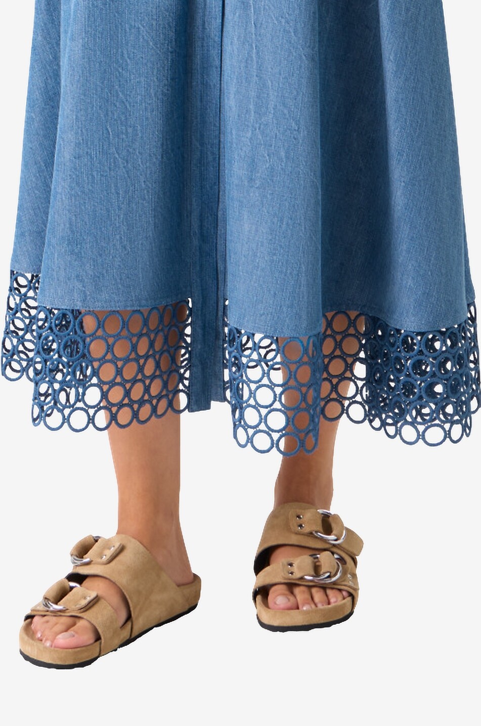 AKRIS PUNTO Belted sleeveless denim midi shirt dress Women MEDIUM BLUE 6