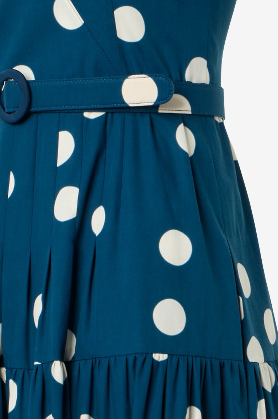 AKRIS PUNTO Long-sleeved belted polka dot cotton dress Women DARK BLUE 8