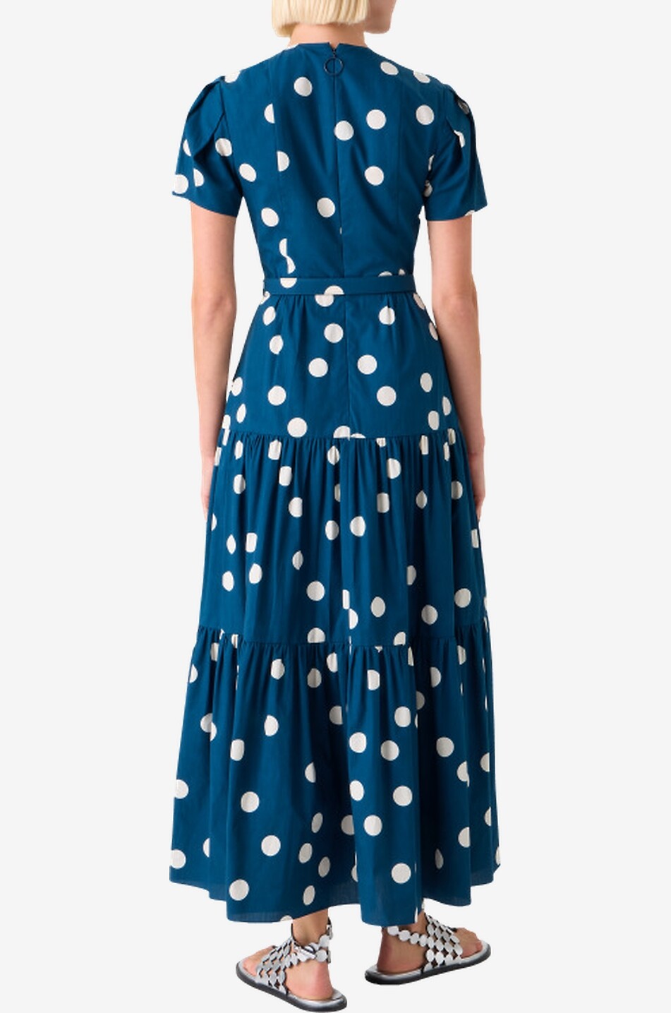 AKRIS PUNTO Long-sleeved belted polka dot cotton dress Women DARK BLUE 3