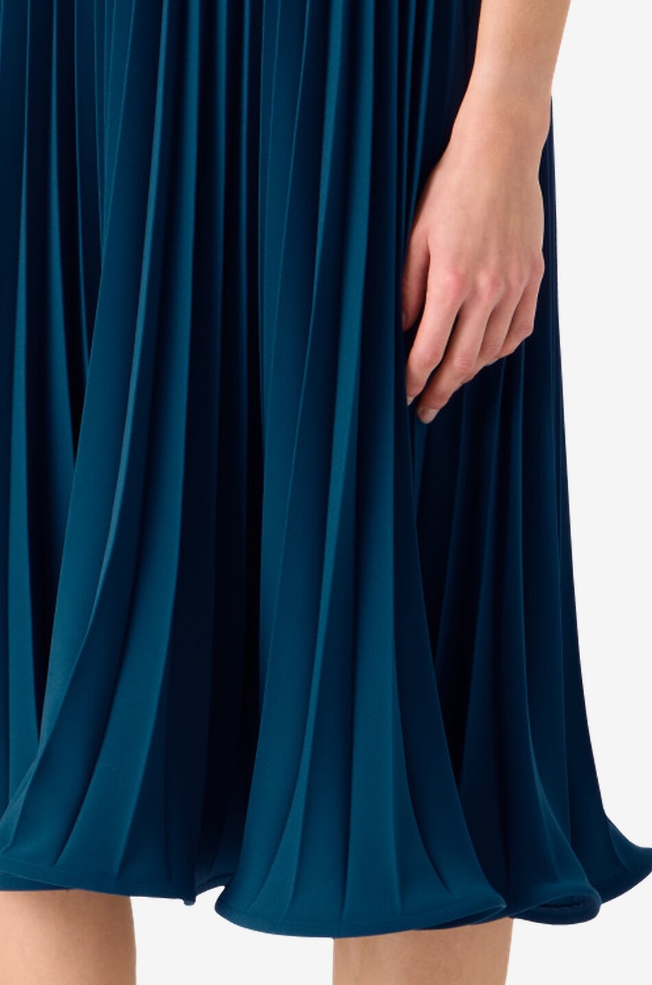 AKRIS PUNTO Long-sleeved flared pleated jersey dress Women DARK BLUE 5