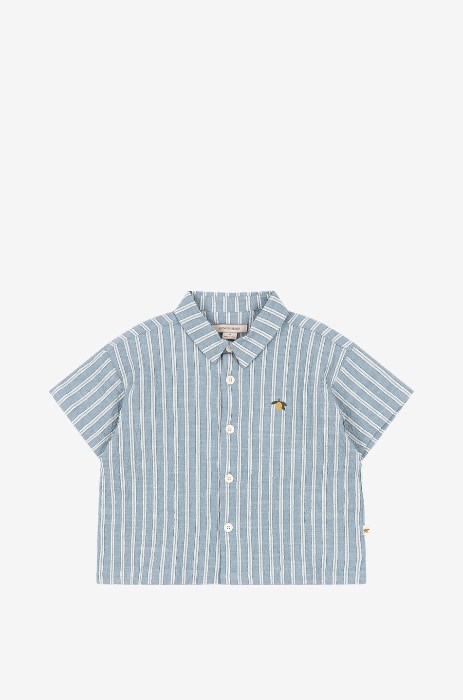 KONGES SLØJD Chemise en seersucker rayé brodé garçon Elliot Garçon BLEU 1