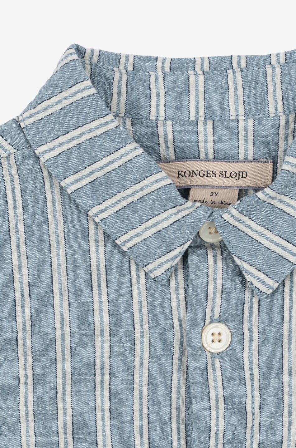 KONGES SLØJD Chemise en seersucker rayé brodé garçon Elliot Garçon BLEU 5
