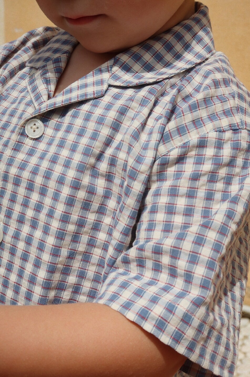 KONGES SLØJD Chemise en seersucker rayé brodé garçon Elliot Garçon BLEU 4