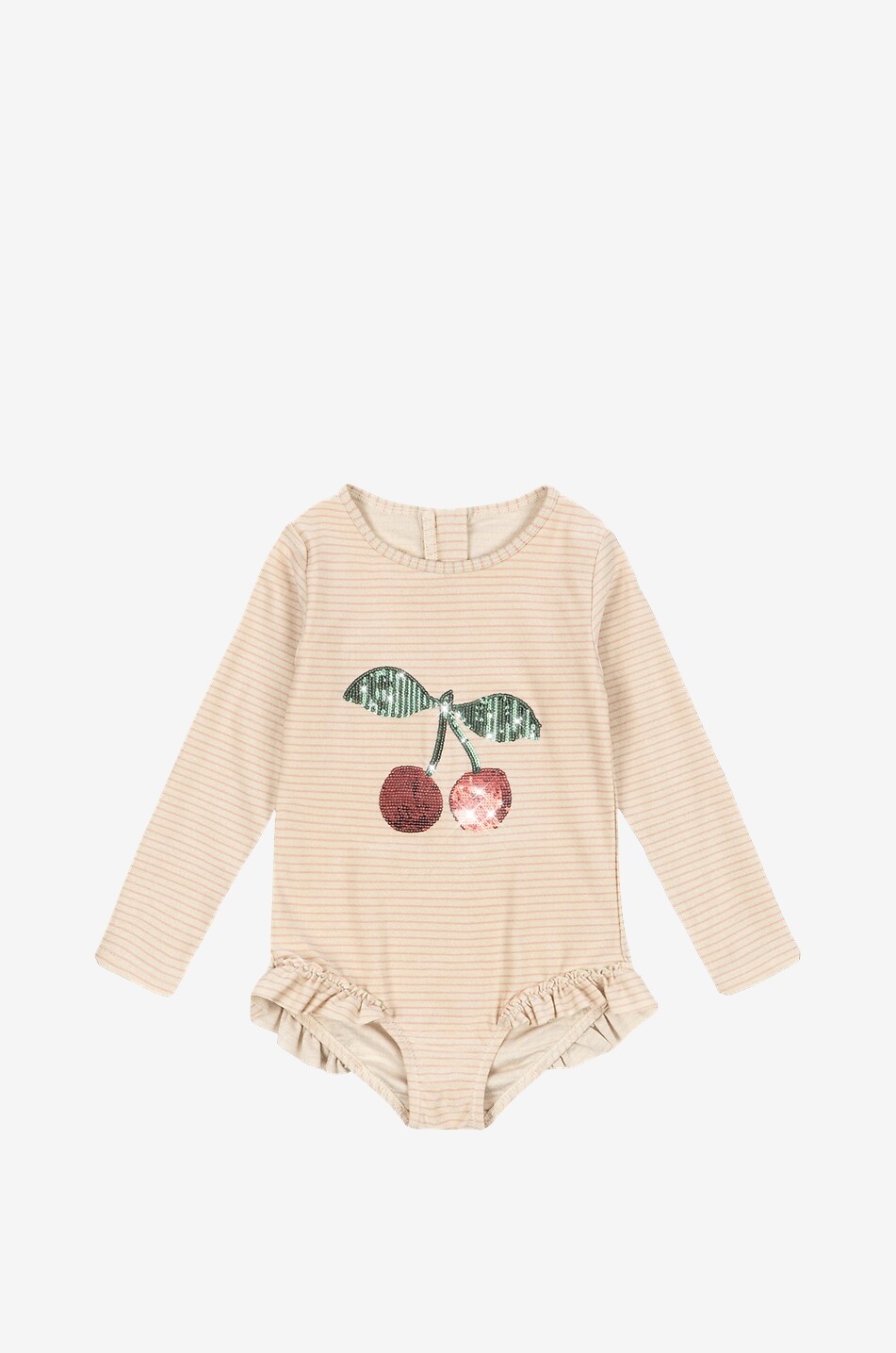 KONGES SLØJD Gestreifter Badeanzug aus Lycra mit Pailletten für Mädchen Jade Mädchen HELLROSA 1