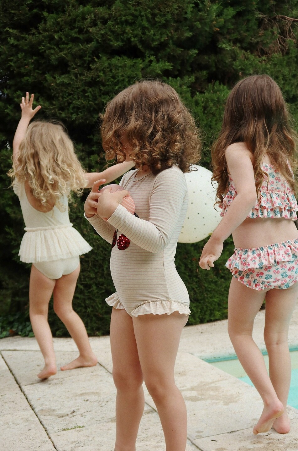 KONGES SLØJD Gestreifter Badeanzug aus Lycra mit Pailletten für Mädchen Jade Mädchen HELLROSA 3