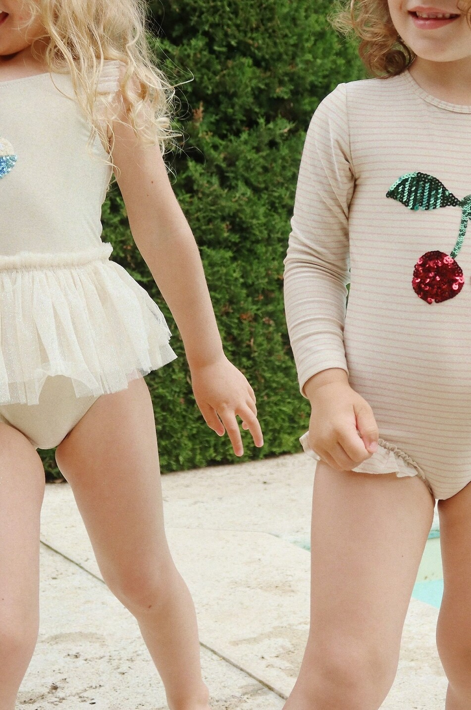 KONGES SLØJD Gestreifter Badeanzug aus Lycra mit Pailletten für Mädchen Jade Mädchen HELLROSA 4