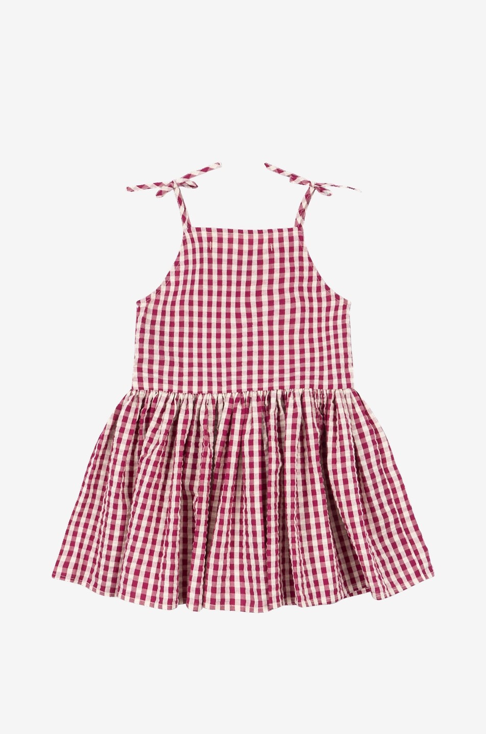 KONGES SLØJD Isotta girl's checked organic cotton short dress Girl DARK PINK 2