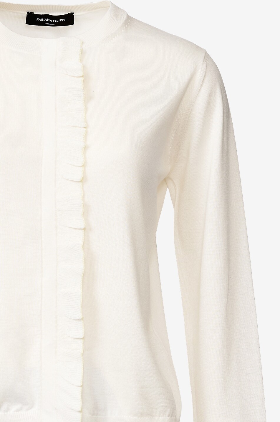 FABIANA FILIPPI Cardigan à col rond en soie et coton Femme BLANC 3
