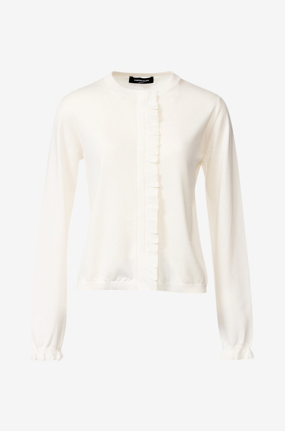 FABIANA FILIPPI Cardigan à col rond en soie et coton Femme BLANC 1