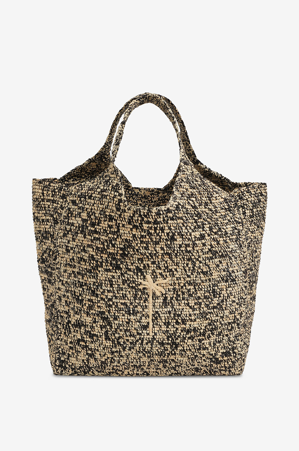 MANEBI Embroidered raffia tote bag Women BLACK 1