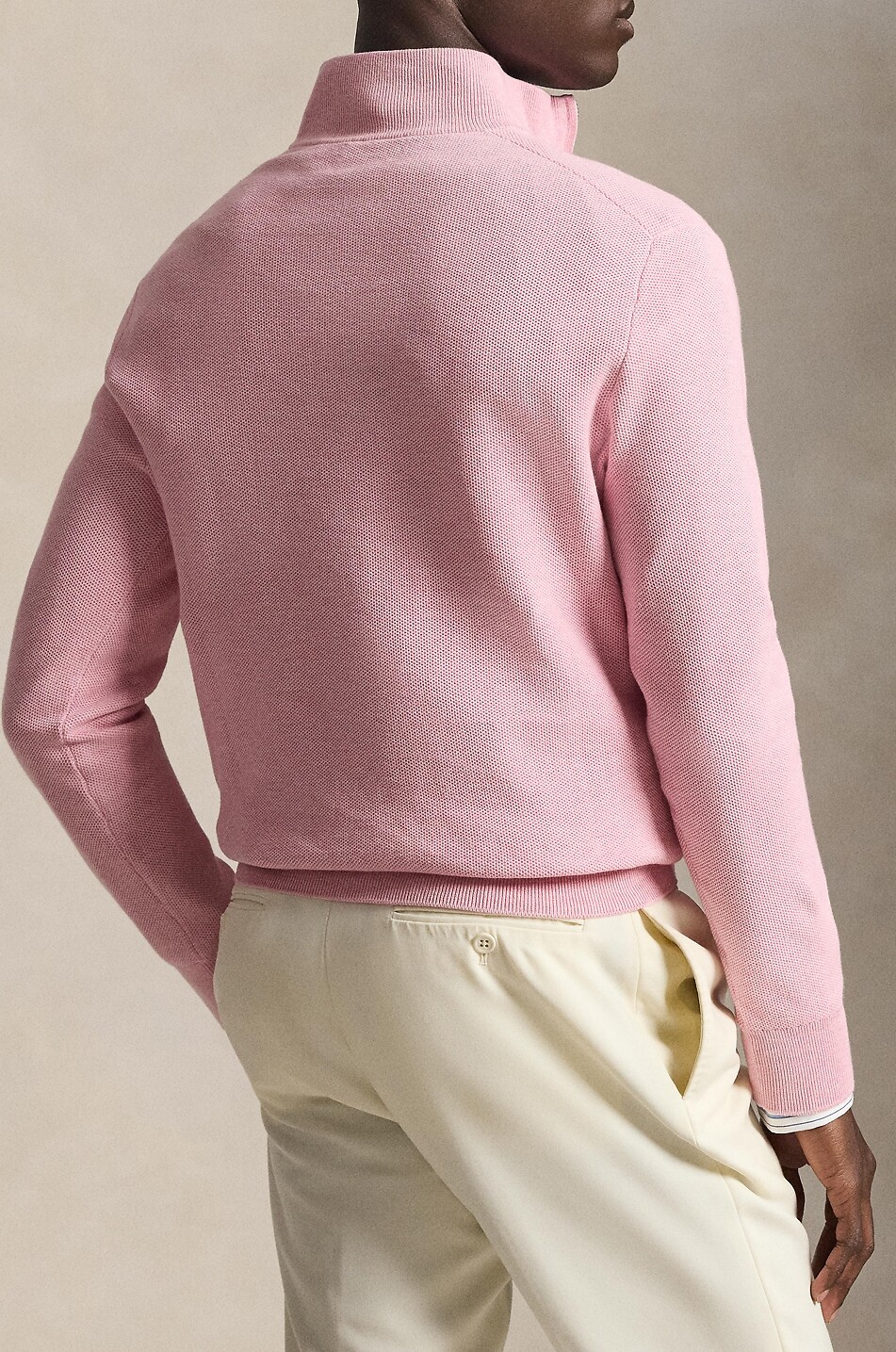 POLO RALPH LAUREN Pony piqué knit half-zip stand-up collar jumper Men PINK 3