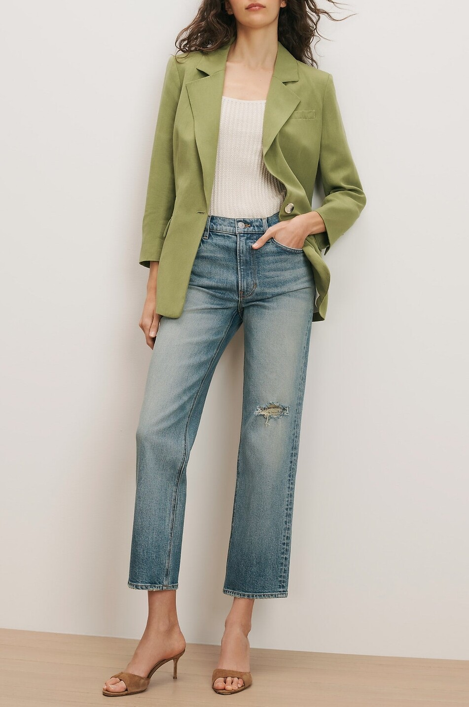 VERONICA BEARD Taillierter Blazer aus Leinen und Viskose Mcgowan Damen GRÜN 2