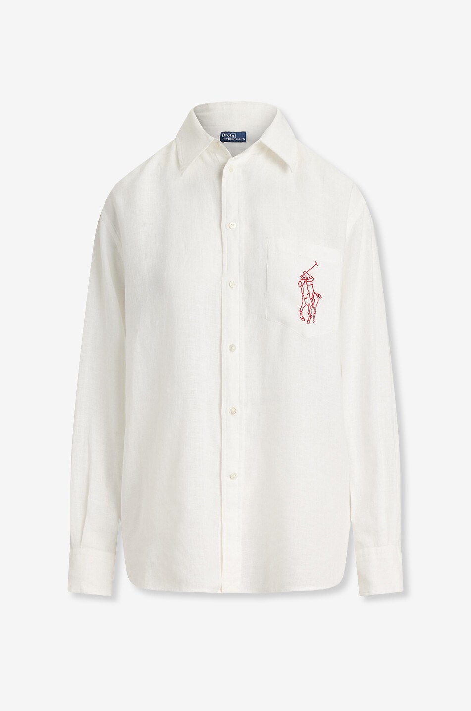 Oversize-Hemd aus Leinen mit gesticktem Big Pony Logo