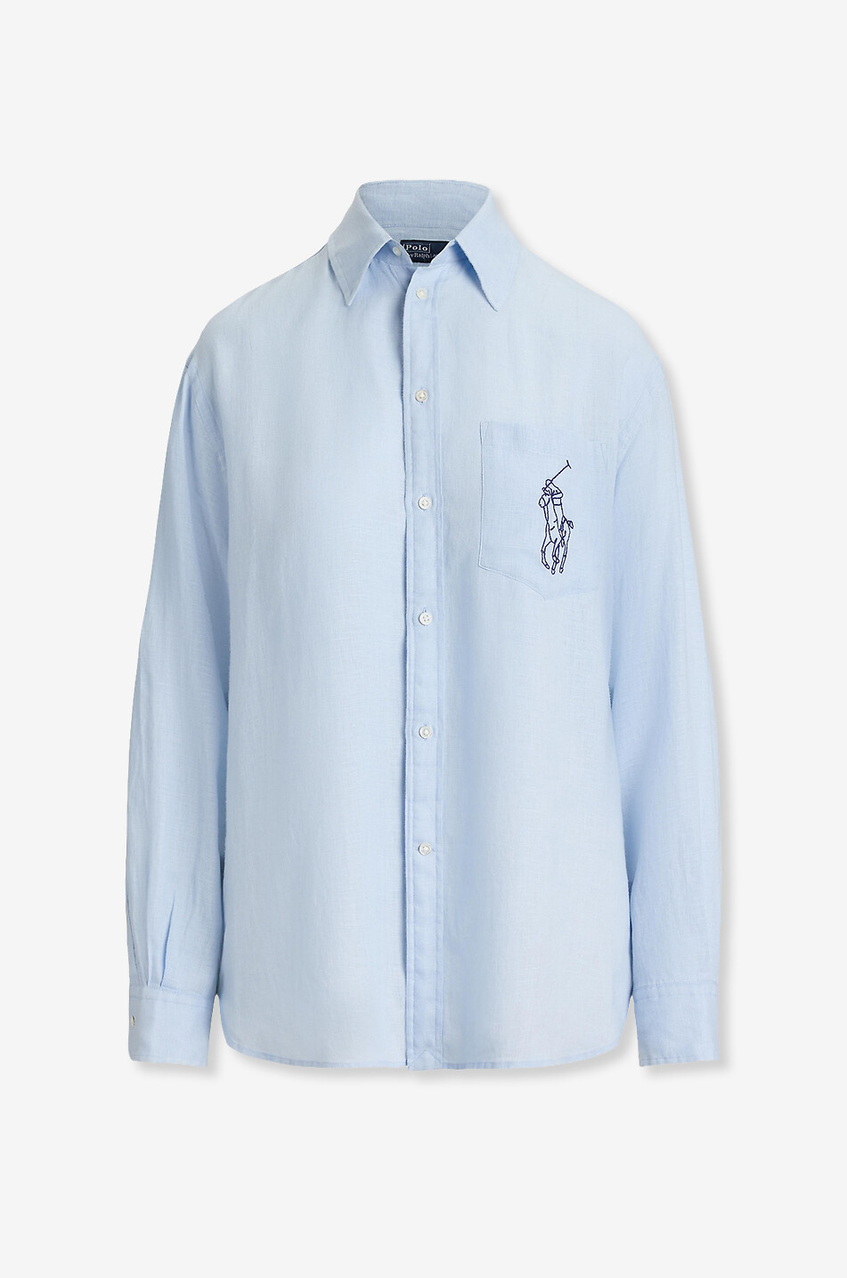 POLO RALPH LAUREN Oversize-Hemd aus Leinen mit gesticktem Big Pony Logo Damen HELLBLAU 1