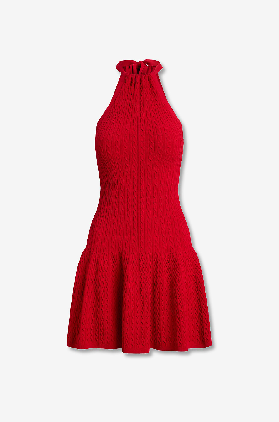 POLO RALPH LAUREN Halterneck cable knit mini dress Women RED 1