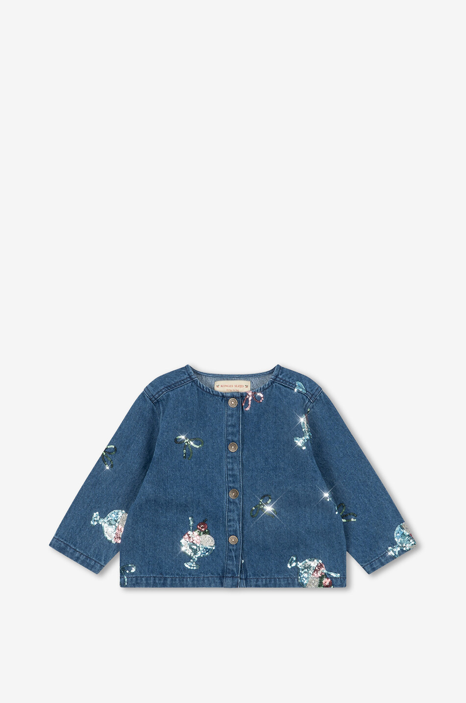 KONGES SLØJD Kurze Jeansjacke mit Pailletten für Mädchen Magot Mädchen BLAU 1