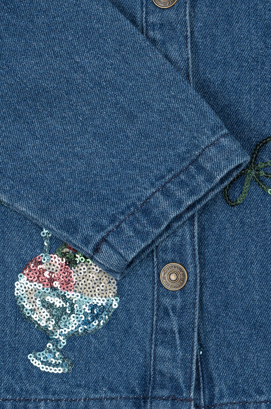 KONGES SLØJD Kurze Jeansjacke mit Pailletten für Mädchen Magot Mädchen BLAU 5