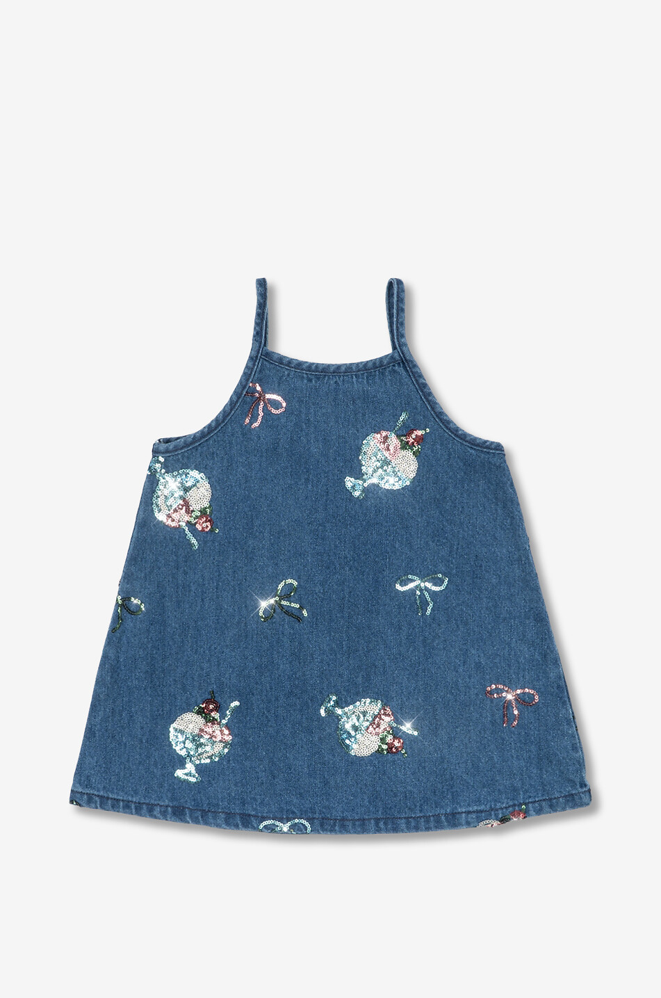 KONGES SLØJD Magot girl's sequin-embellished cotton strappy short dress Girl BLUE 1