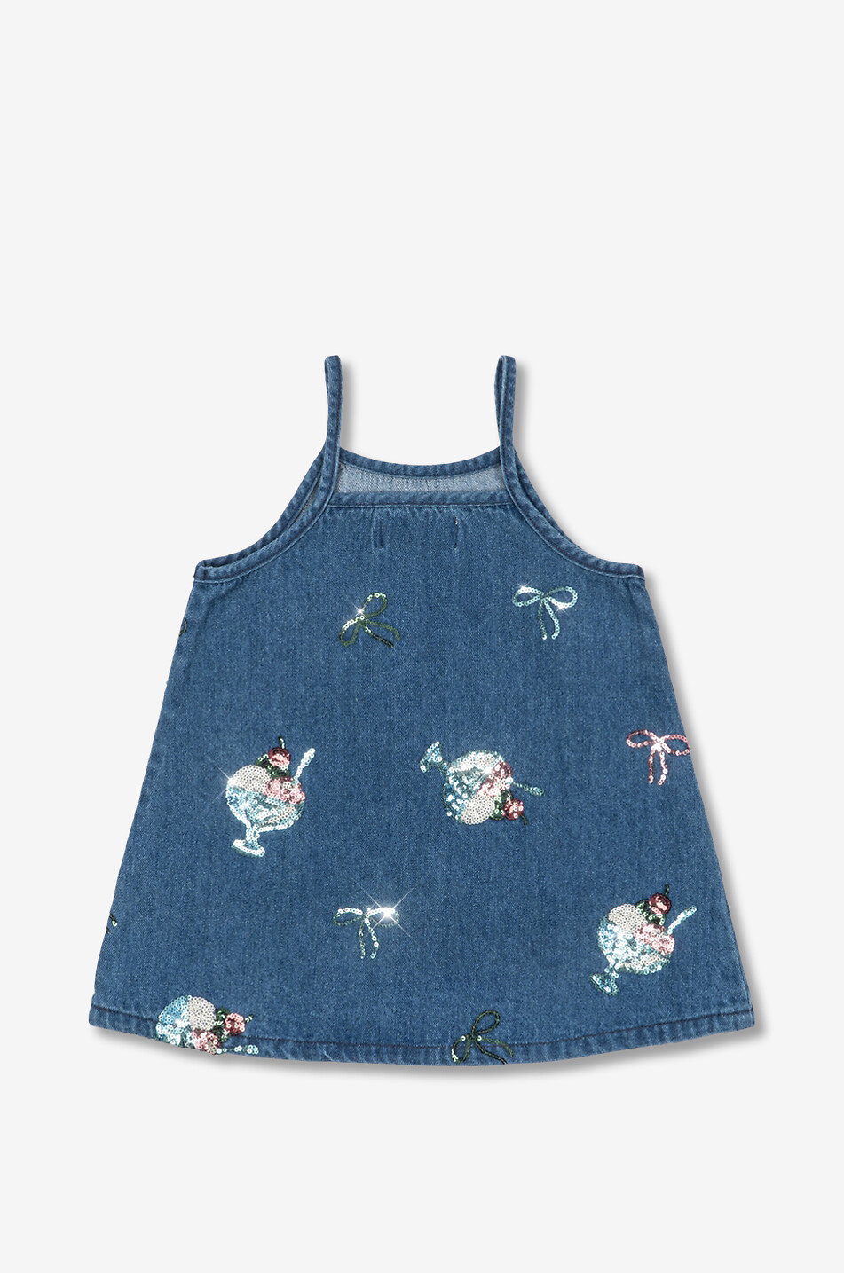 KONGES SLØJD Magot girl's sequin-embellished cotton strappy short dress Girl BLUE 2